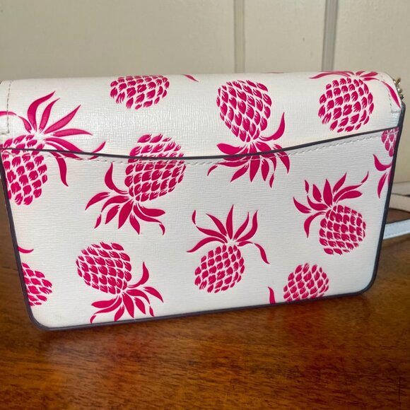 Kate Spade Morgan Pineapple Embossed Flap Chain Wallet Purse - Picture 9 of 11